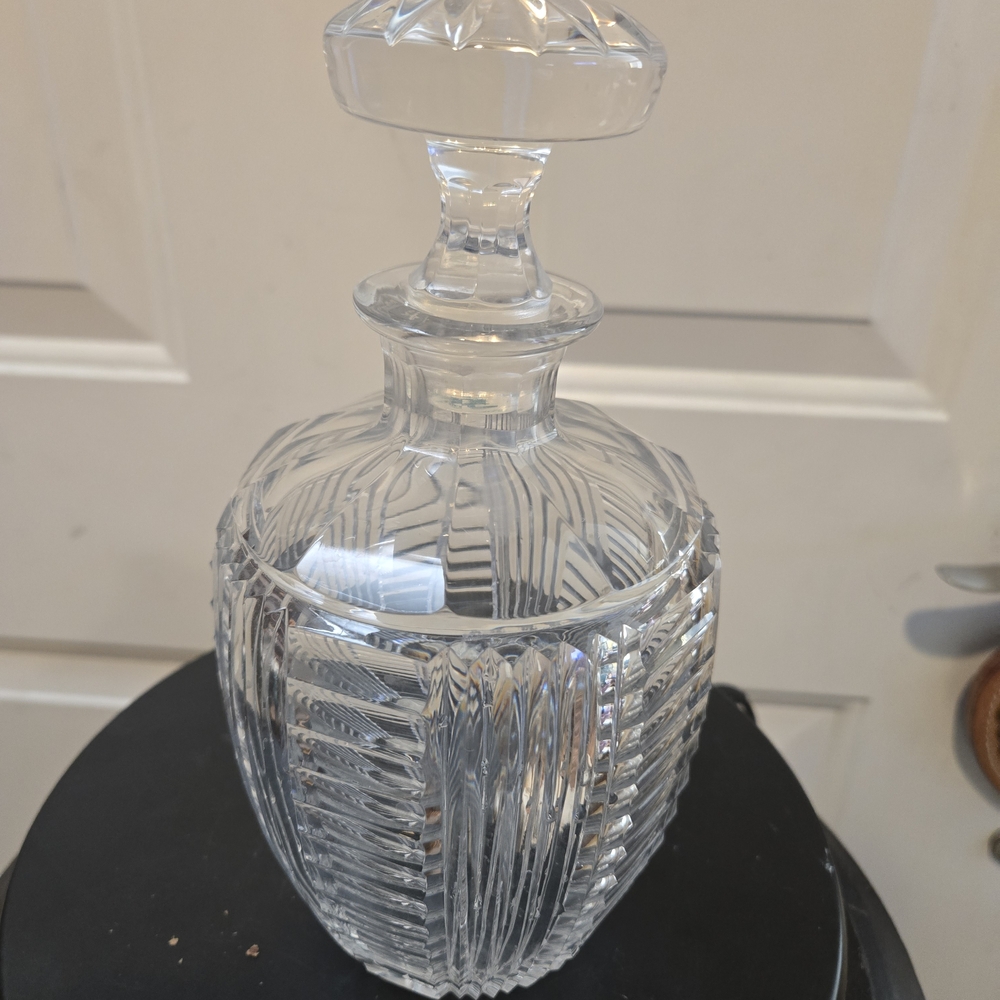 Georgian Cut Glass Prussian Shaped Elegant Clear Glass Antique Decanter
